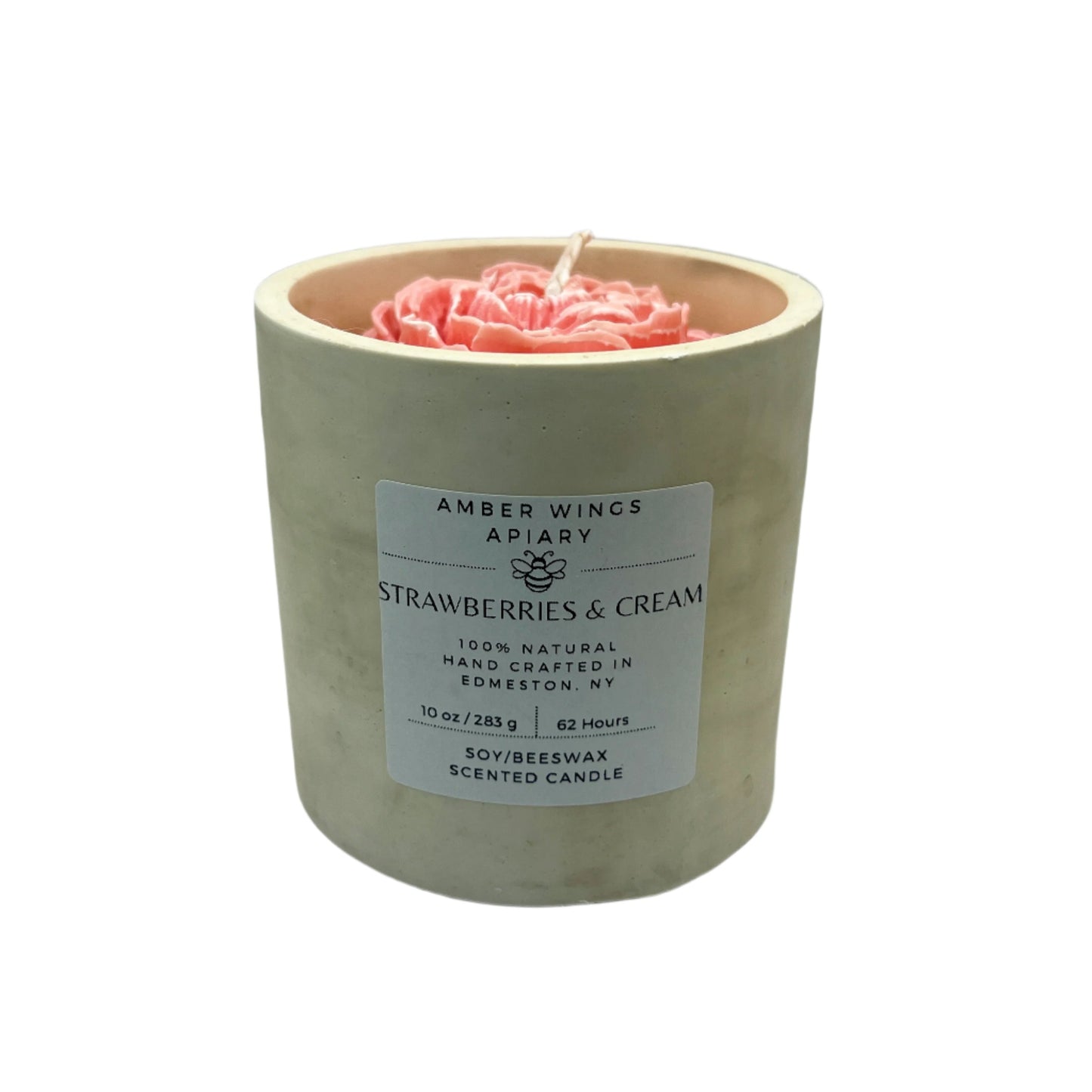 Strawberries & Cream Artisan Bloom Candle – 10oz Handcrafted Elegance