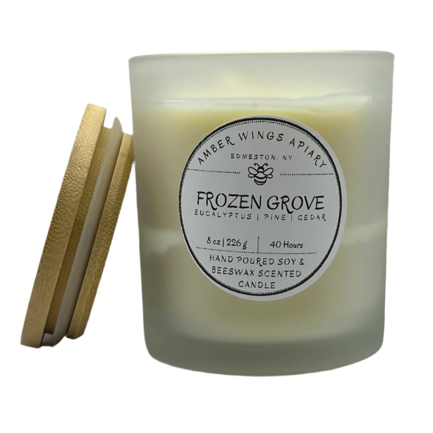Frozen Grove Frosted Glass Candle – 8oz Handcrafted Tranquility