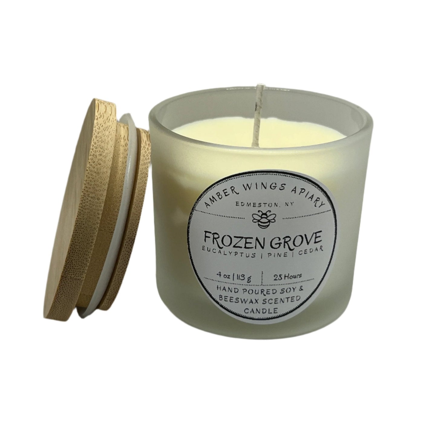 Frozen Grove Frosted Glass Candle – 4oz Handcrafted Tranquility
