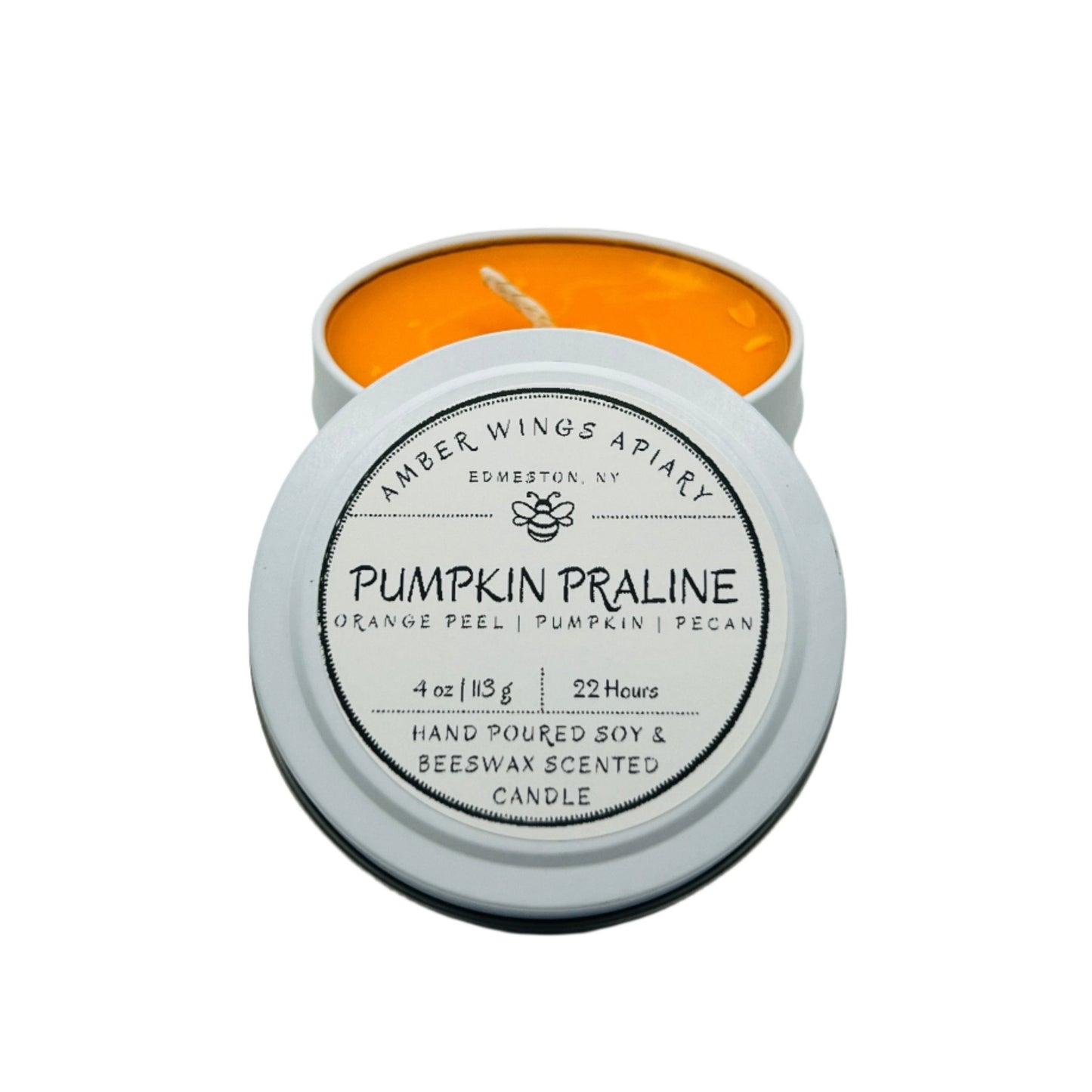 Pumpkin Praline Frosted Tin Candle – 4oz Handcrafted Simplicity