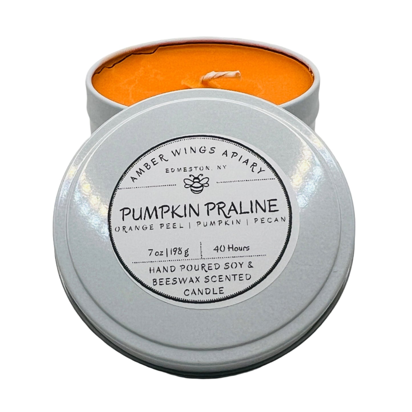 Pumpkin Praline Frosted Tin Candle – 7oz Handcrafted Simplicity