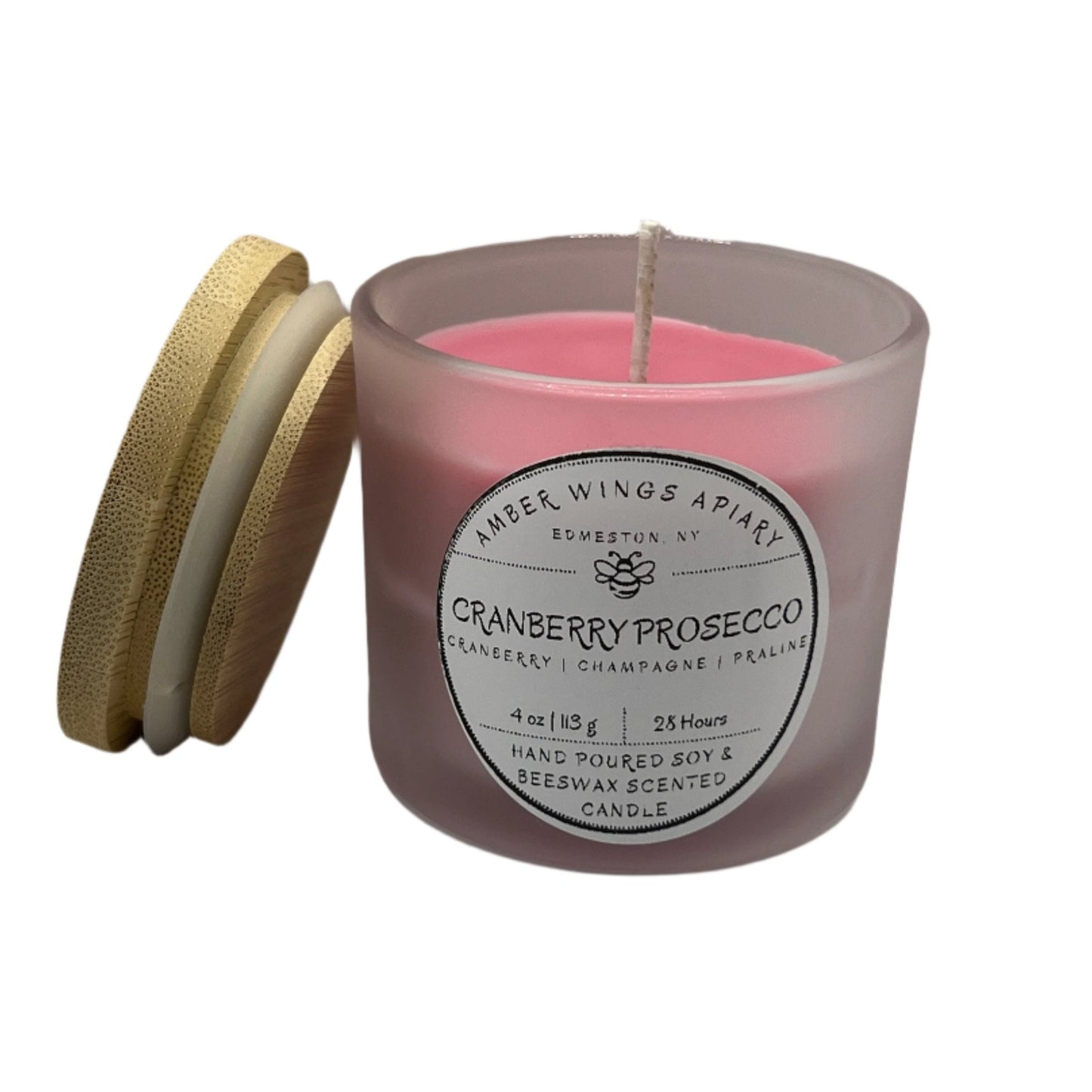Cranberry Prosecco Frosted Glass Candle – 4oz Handcrafted Tranquility
