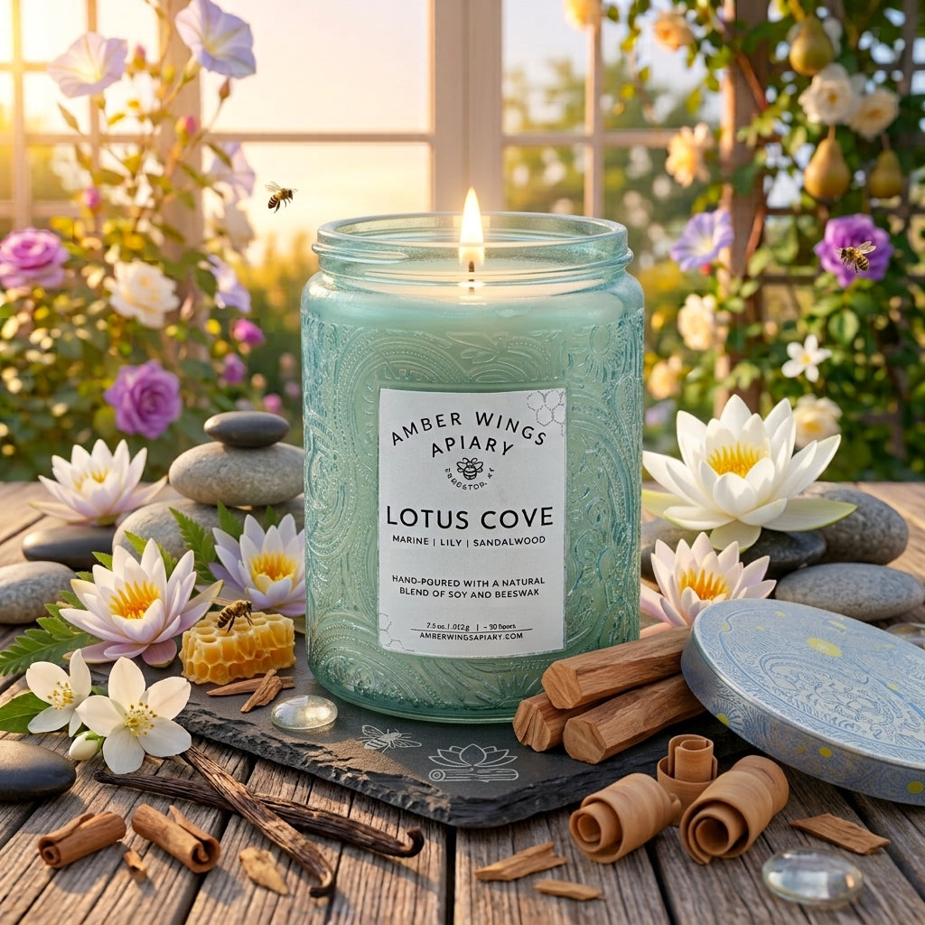 Lotus Cove Celestial Candle - Amber Wings Apiary