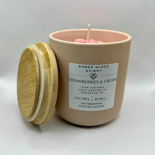 10 oz All-natural Soy/beeswax Scented Candle In Modern Ceramic Tumbler