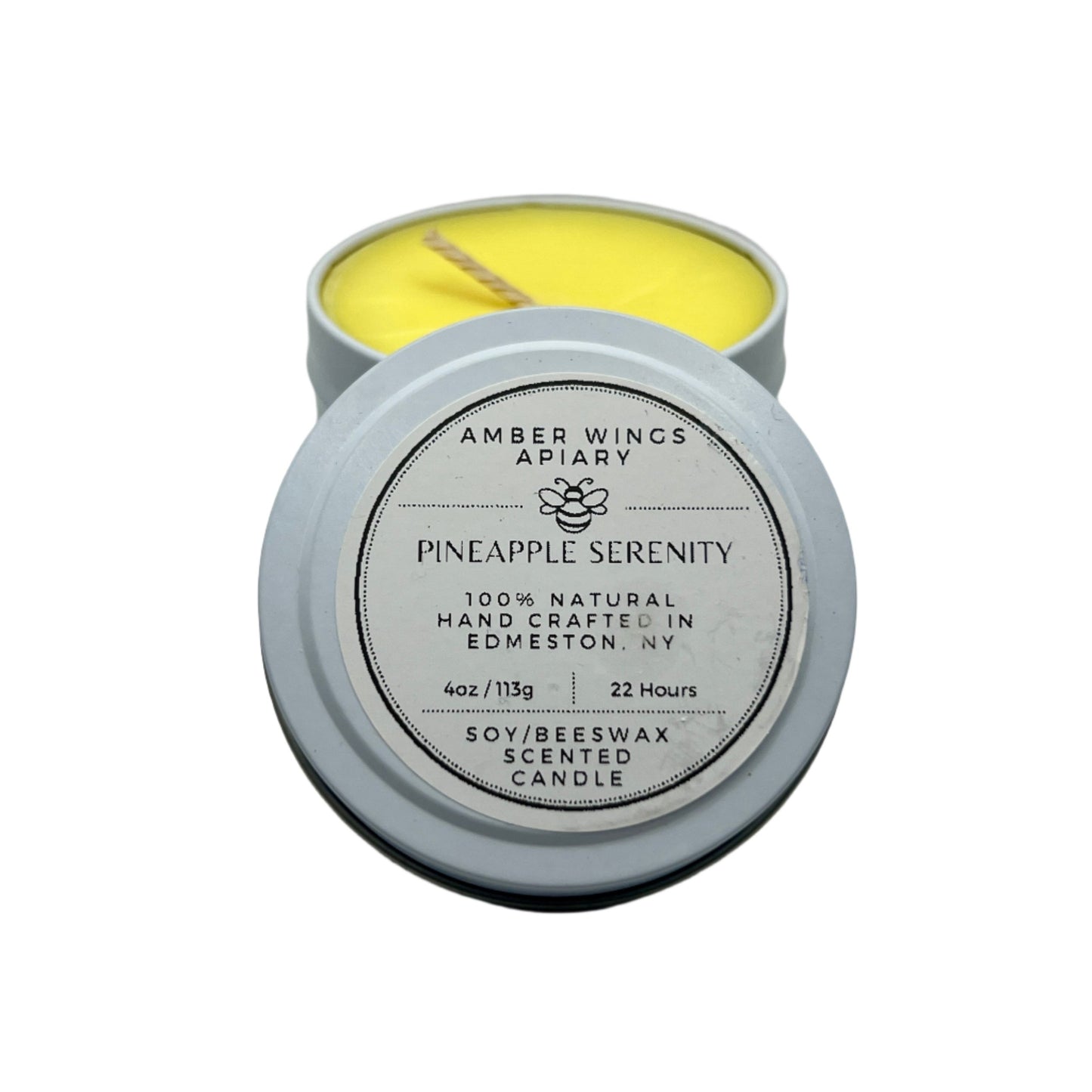 Pineapple Serenity Frosted Tin Candle – 4oz Handcrafted Simplicity