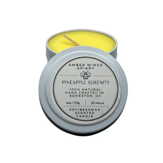 Pineapple Serenity Frosted Tin Candle – 4oz Handcrafted Simplicity