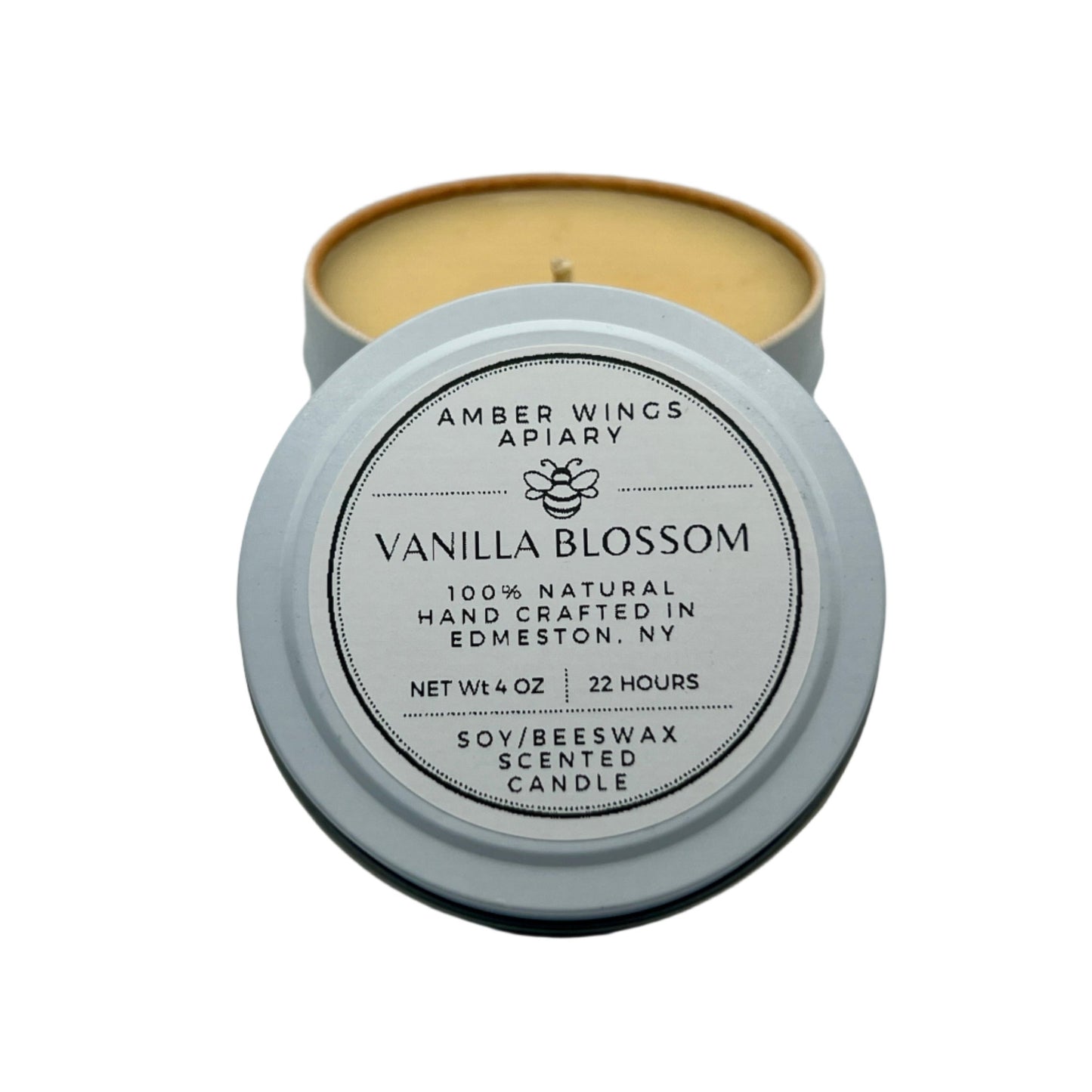 Vanilla Blossom Frosted Tin Candle – 4oz Handcrafted Simplicity