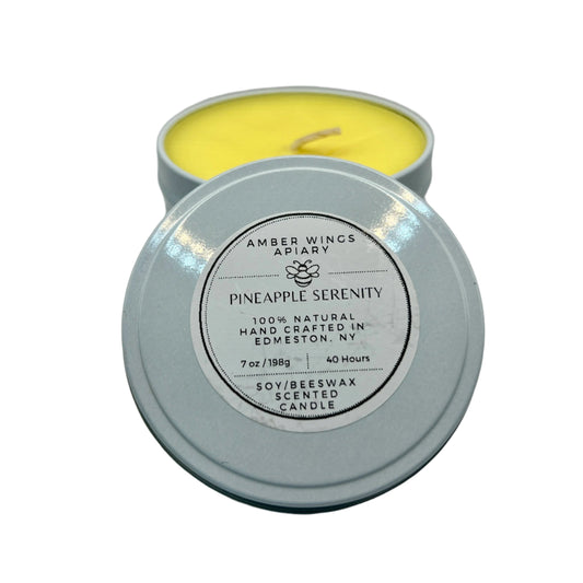 Pineapple Serenity Frosted Tin Candle – 7oz Handcrafted Simplicity