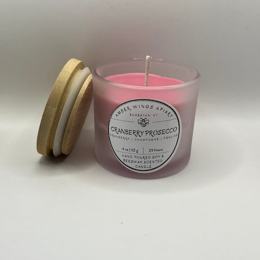 Cranberry Prosecco Frosted Glass Candle – 4oz Handcrafted Tranquility