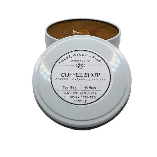 Coffee Shop Frosted Tin Candle – 7oz Handcrafted Simplicity