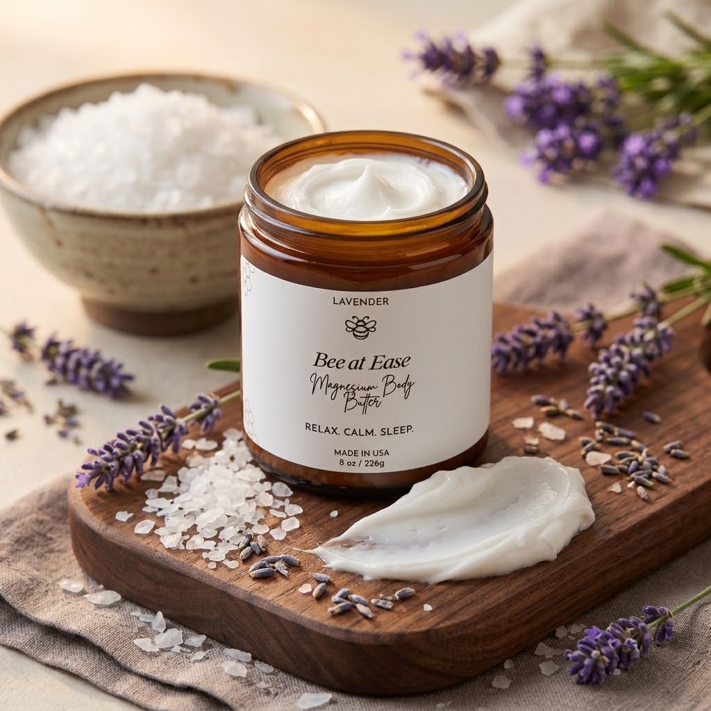 Bee At Ease Magnesium Body Butter - Amber Wings Apiary
