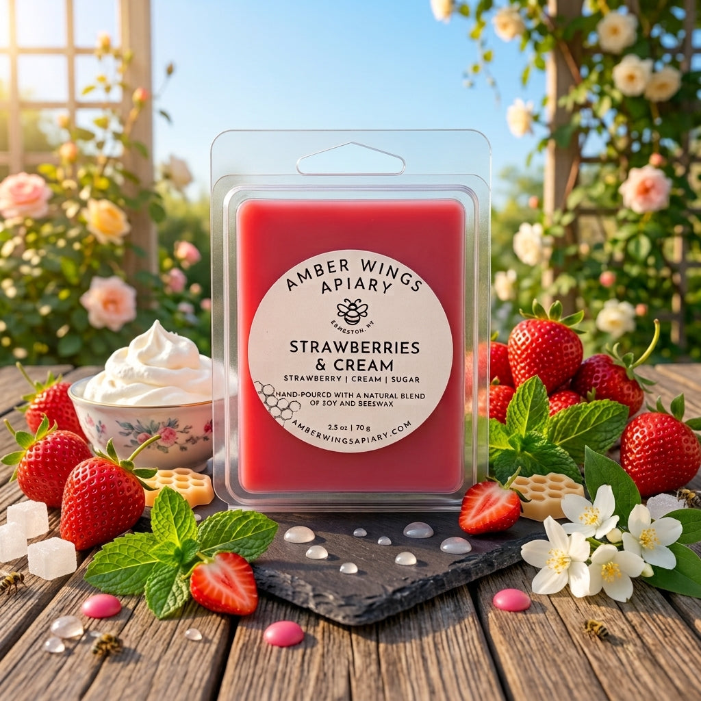 Strawberries & Cream Wax Melts - Amber Wings Apiary