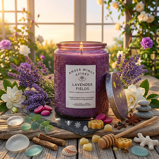 Lavender Fields Celestial Candle - Amber Wings Apiary