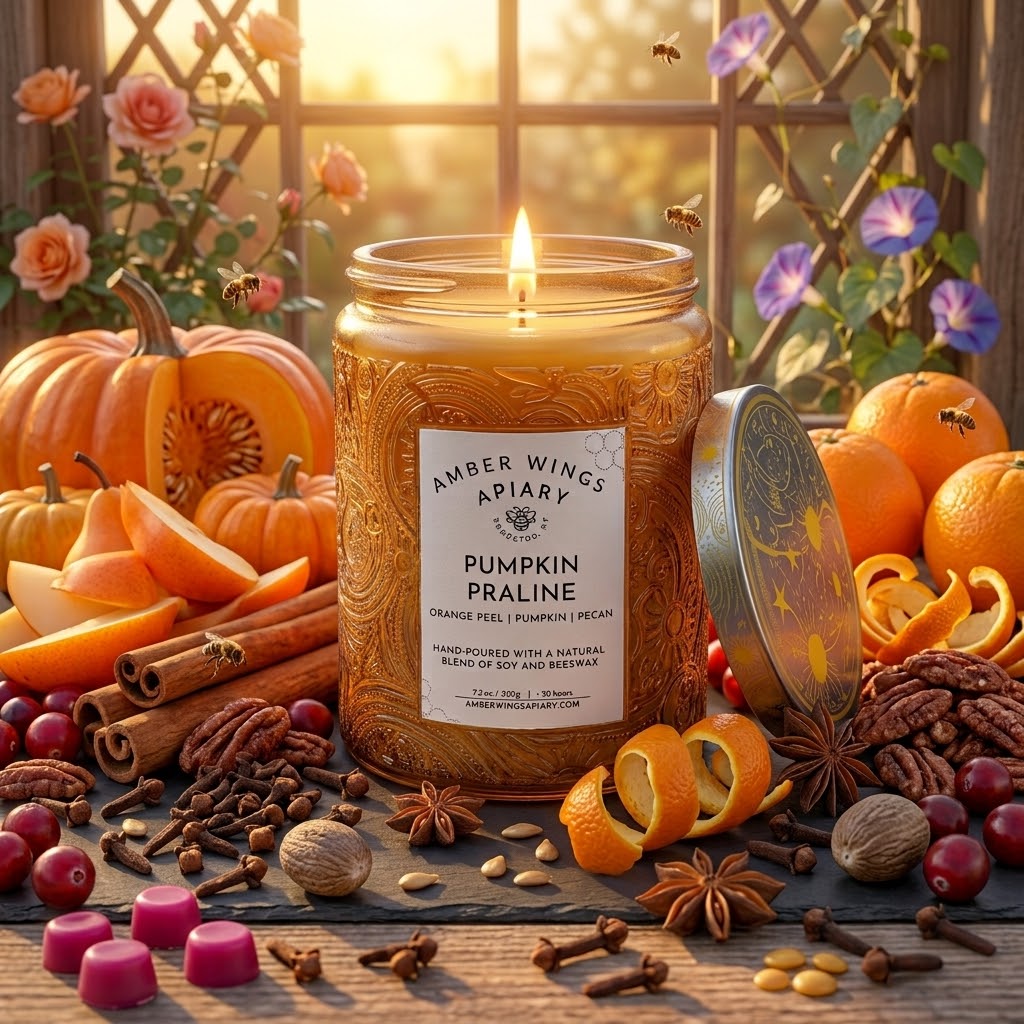 Pumpkin Praline Celestial Candle - Amber Wings Apiary