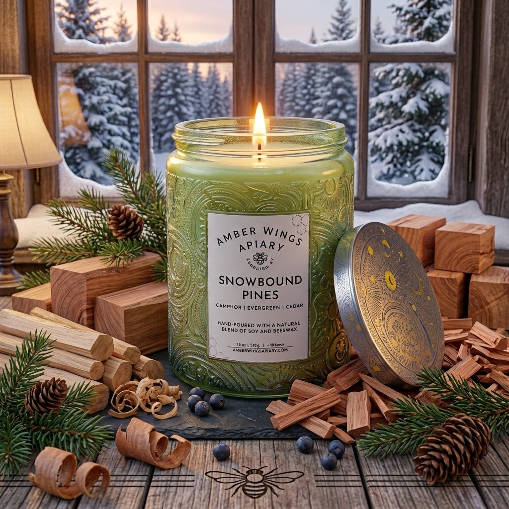 Snowbound Pines Celestial Candle - Amber Wings Apiary