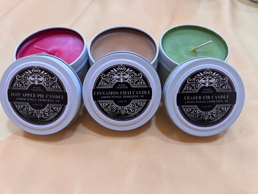 4 oz Paraffin/Soy Scented Candles in White Tin