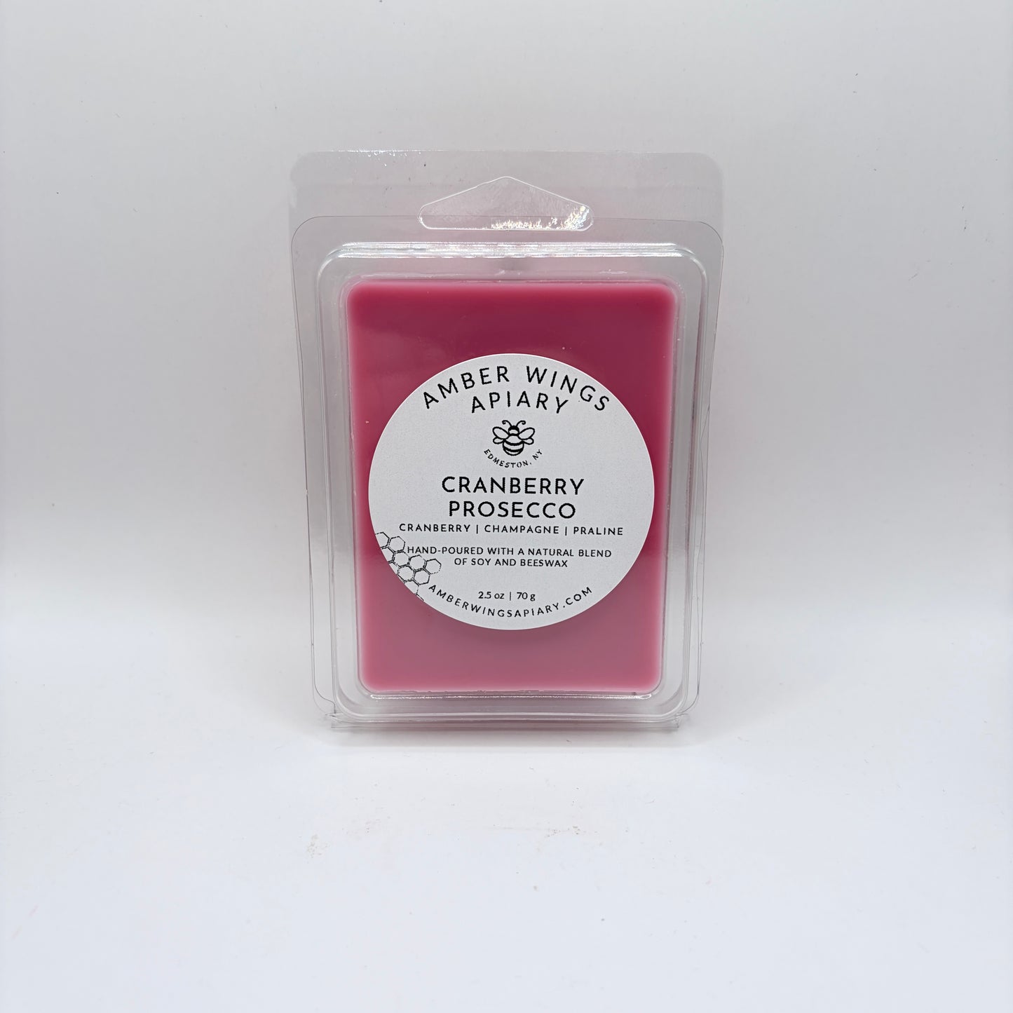 Amber Wings Apiary | Highly Scented Wax Melts (2.5 oz) | Long-Lasting Home Fragrance | Cranberry Prosecco
