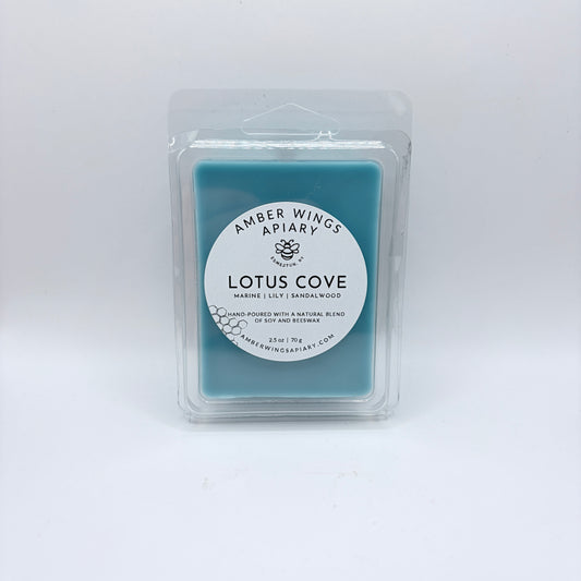 Amber Wings Apiary | Highly Scented Wax Melts (2.5 oz) | Long-Lasting Home Fragrance | Lotus Cove