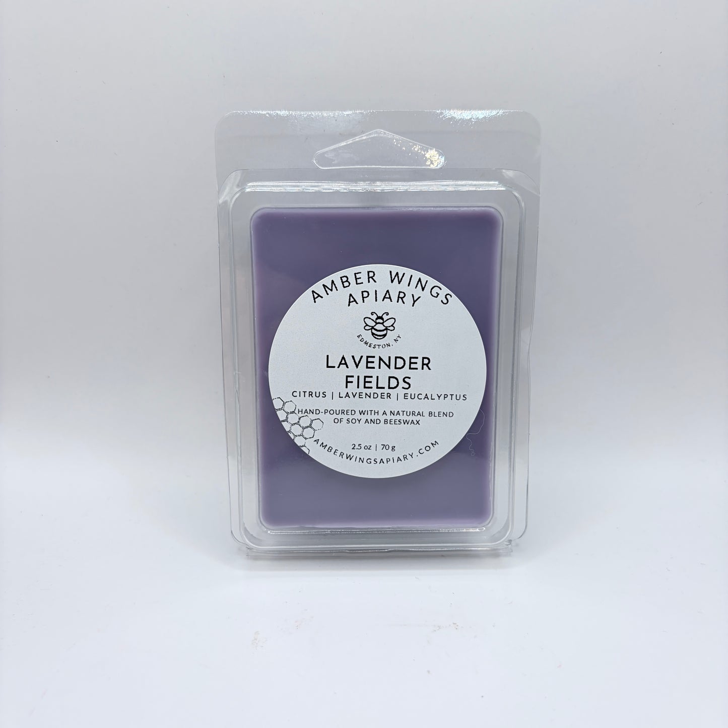 Amber Wings Apiary | Highly Scented Wax Melts (2.5 oz) | Long-Lasting Home Fragrance | Lavender Fields