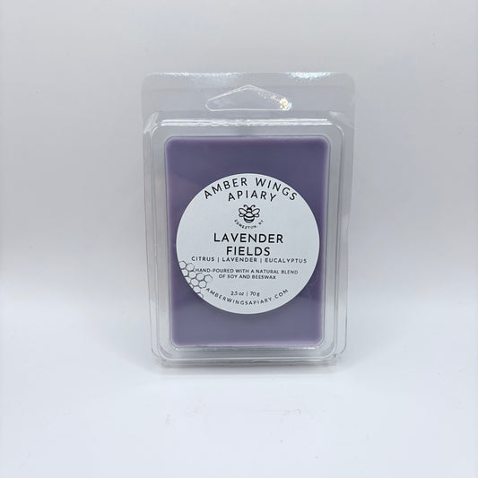 Amber Wings Apiary | Highly Scented Wax Melts (2.5 oz) | Long-Lasting Home Fragrance | Lavender Fields