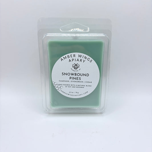 Amber Wings Apiary | Highly Scented Wax Melts (2.5 oz) | Long-Lasting Home Fragrance | Snowbound Pines